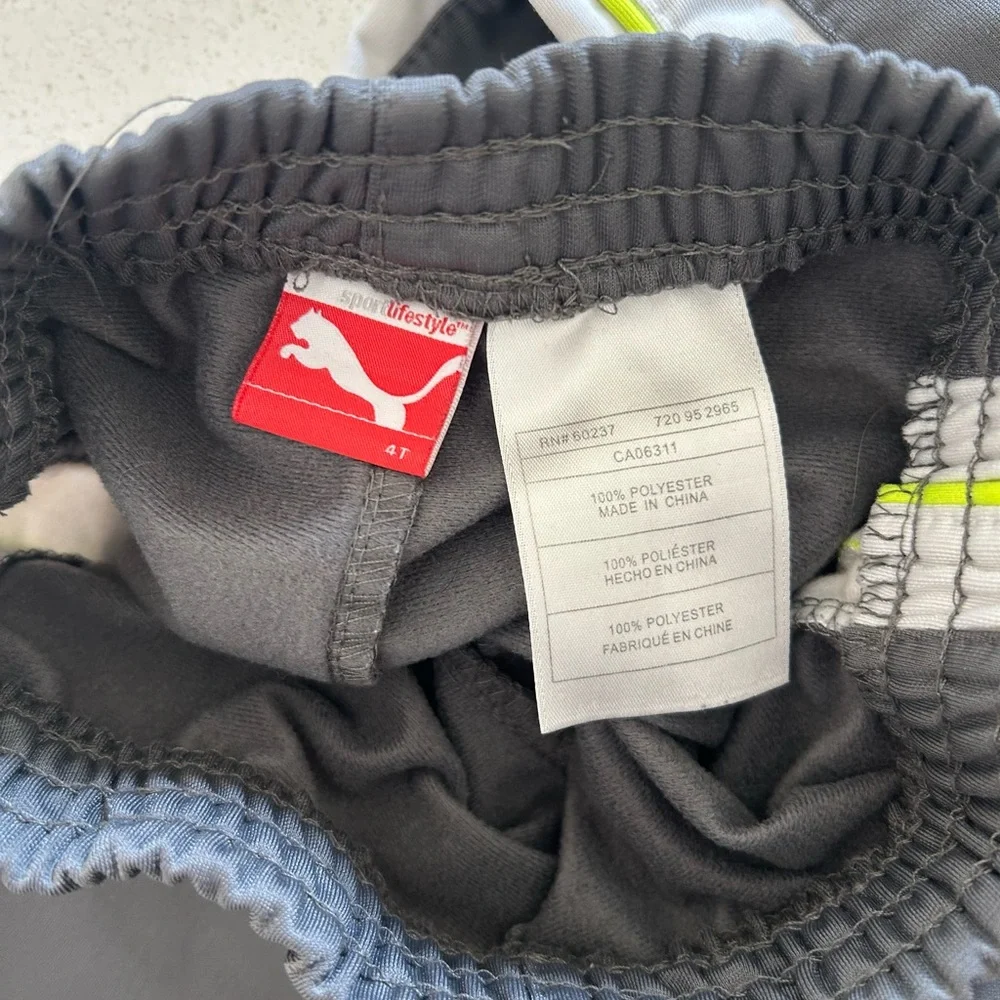 Puma kids tracksuit. Gray, white and neon yellow. 4T - Picture 6 of 7